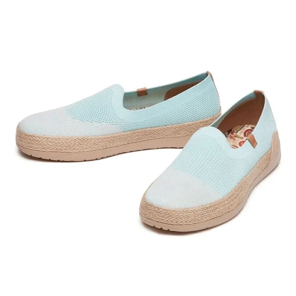 UIN Women's Espadrilles Knitted Lightweight Casual Shoes Marbella II(Azure Blue)